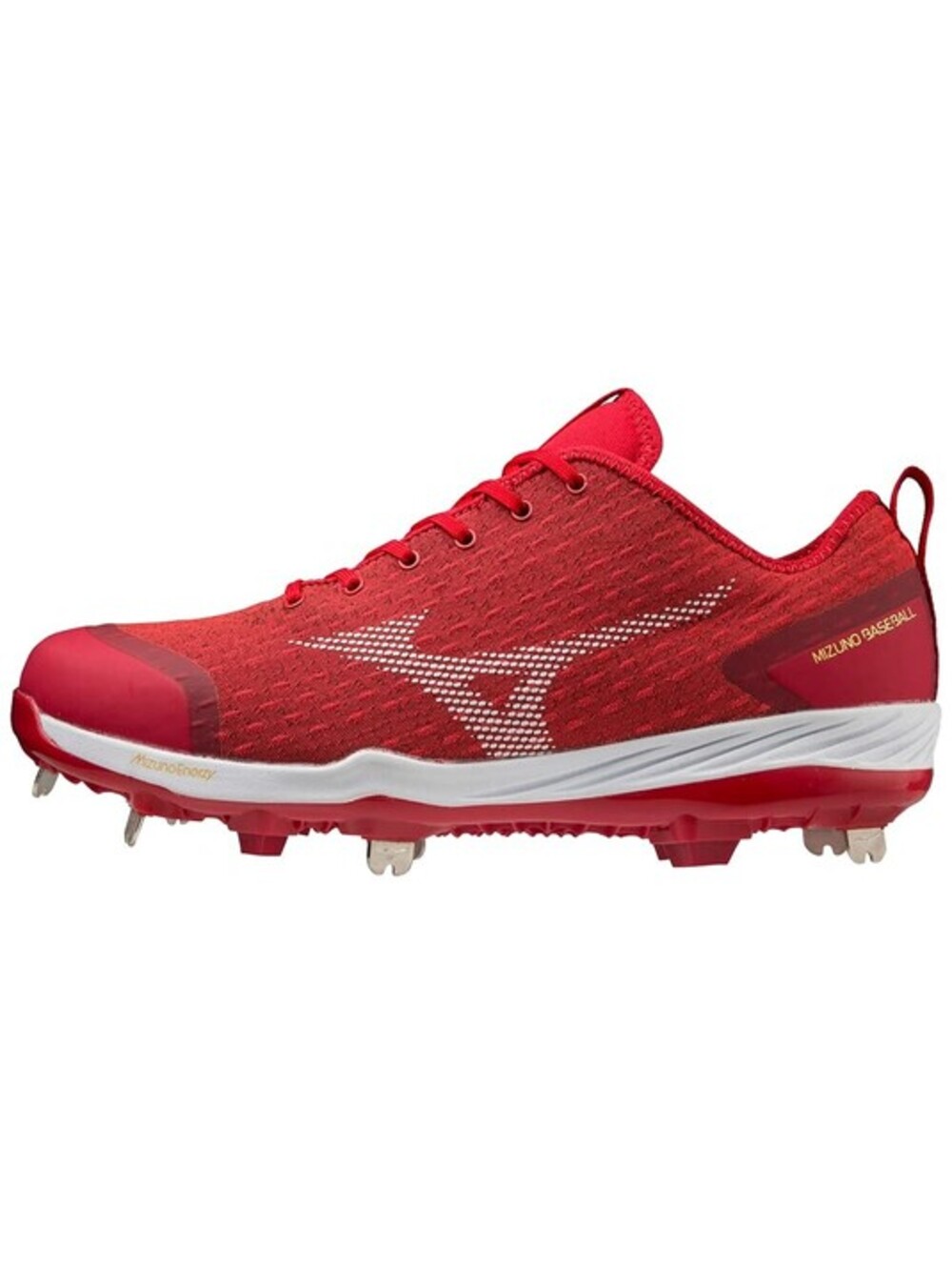 Mizuno Men's Dominant 4 Baseball Shoe, Red-White, 9